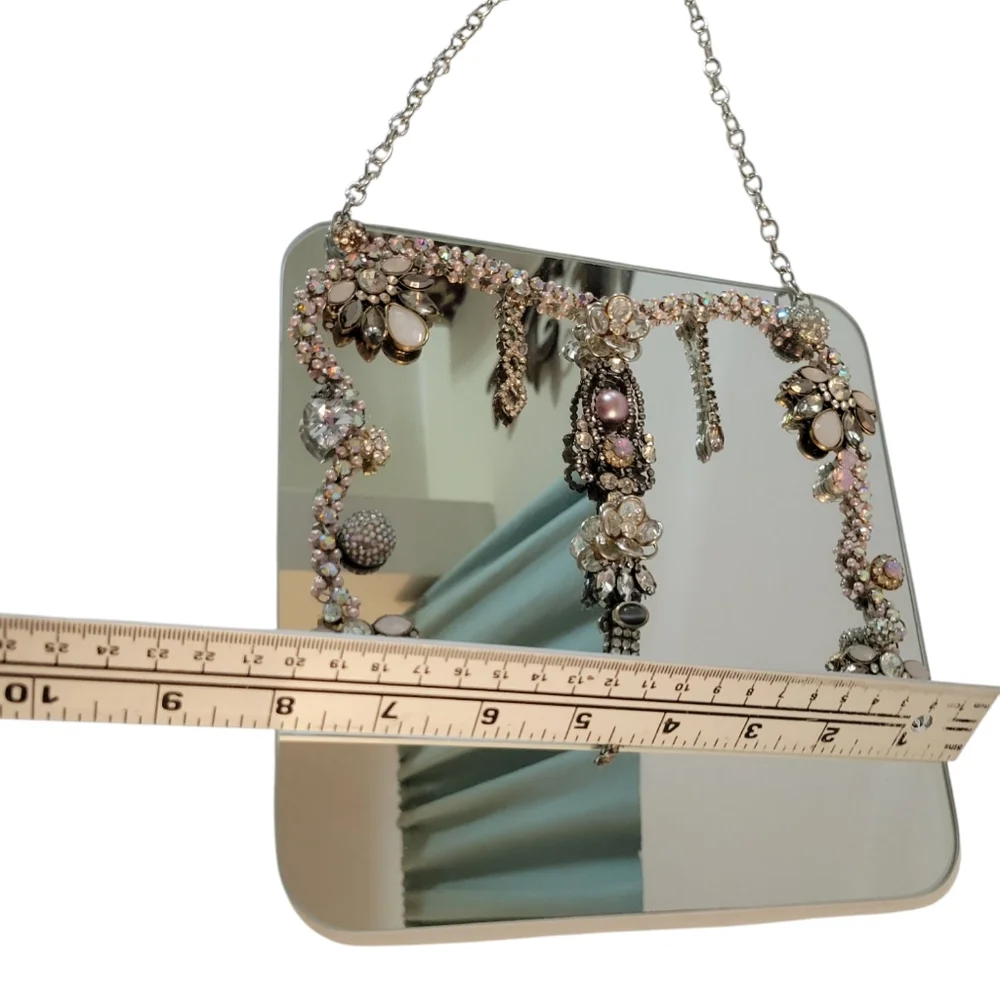 Silver Cream Blush Accent Mirror Wall Decor